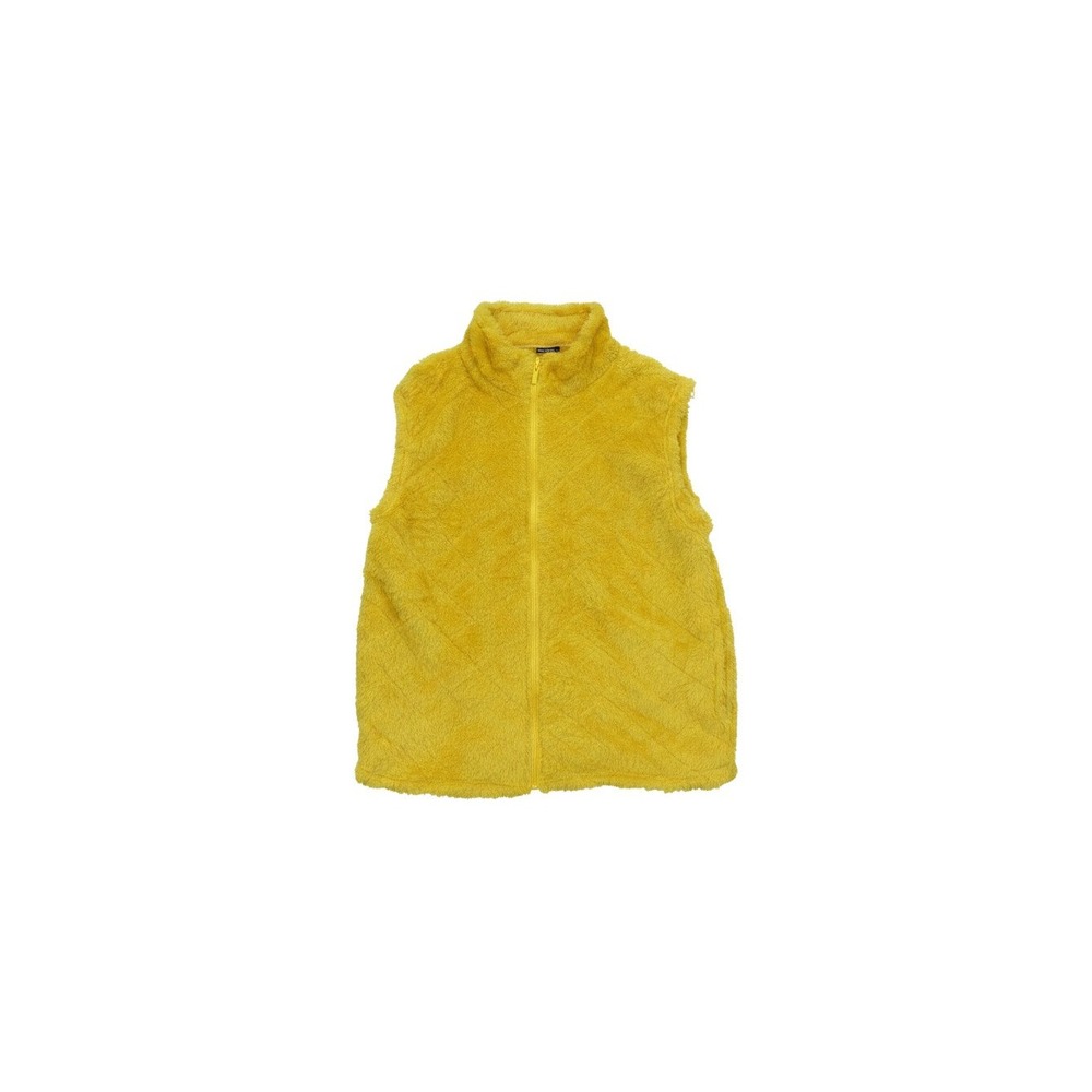 Real Essentials Fleece Vest Womens PL Yellow New Full Zip Plush Sleeveless
